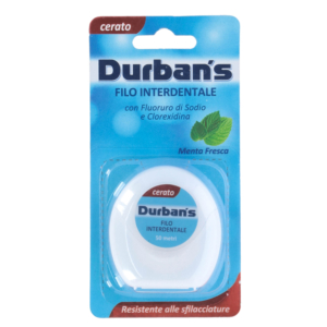 Filo Interdentale DURBAN'S con Fluoruro di Sodio e Clorexidina alla MENTA FRESCA Cerato 50mt