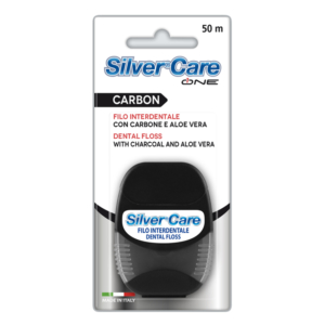 Filo Interdentale SILVER CARE ONE CARBON con CARBONE ATTIVO e ALOE VERA 50mt