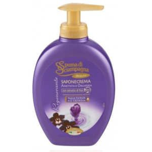 Spuma di Sciampagna SAPONE CREMA Rigenerante AMETISTA e ORCHIDEA Antibatterico 250ml