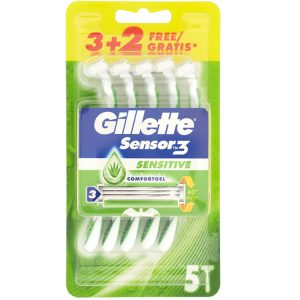 5 lamette tre lame GILLETTE SENSOR 3 SENSITIVE usa e getta