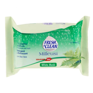 Fresh & Clean Milleusi White Musk Salviettine Umidificate DETERGENTI e Rinfrescanti - 20 Pezzi