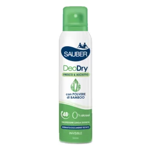 SAUBER DEODRY Fresco & Asciutto polvere di bamboo deodorante spray protezione lunga durata 150ml