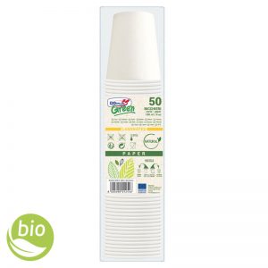 DOPLA GREEN bicchieri in carta bianchi Monouso Biodegradabile 180ml - 50 pz