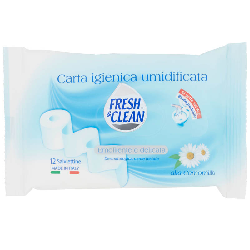 Fresh & Clean Carta Igienica Umidificata alla Camomilla - 12 Salviettine