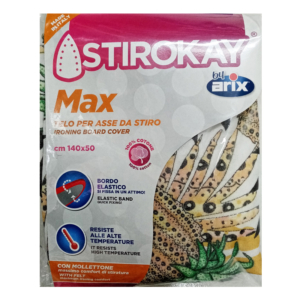 ARIX STIROK Max Telo per Asse da Stiro in cotone con bordo elastico bianco marrone 140x50cm