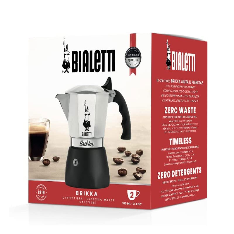 BIALETTI BRIKKA Caffettiera in Alluminio 2 tazze