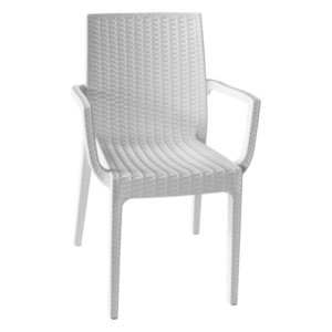 ARETA DAFNE Sedia in resina simil Rattan impilabile - Bianco