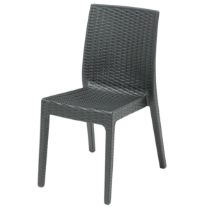 ARETA SELENE Sedia in resina senza braccioli simil Rattan impilabile - Antracite