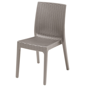 ARETA SELENE Sedia in resina simil Rattan senza braccioli impilabile - Tortora