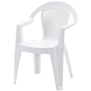 MD SOFIA Sedia in resina con Braccioli simil Rattan - Bianco