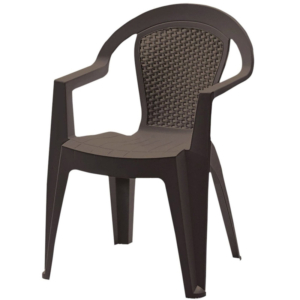 MD SOFIA Sedia in resina con Braccioli simil Rattan - Taupe