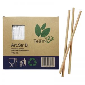 TEAM BIO Cannucce in carta 21cm Imbustate singolarmente - 400 pezzi