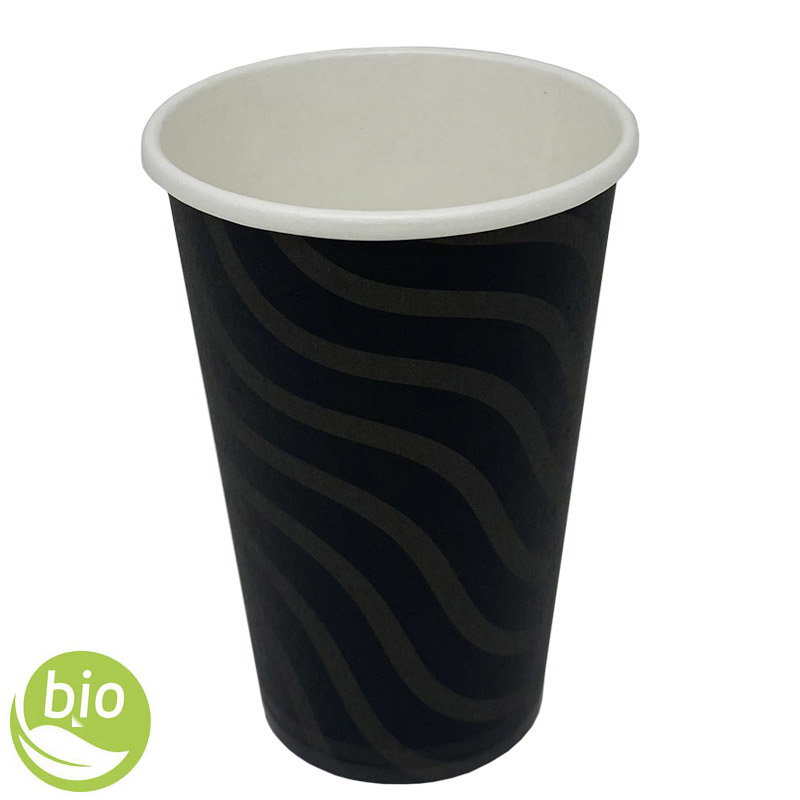 LULU BIO Bicchieri di Carta nero fantasia 250ml - 1000 pz - Il Mio Store