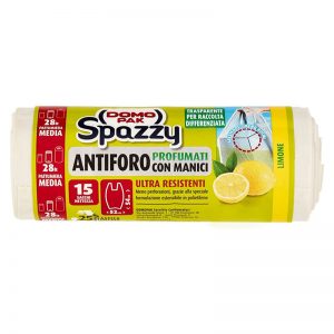 Domopak SPAZZY sacchi nettezza/immondizia antiforo profumati con manici LIMONE 52x54cm – 360pz