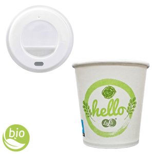 LULÙ HELLO BICCHIERI in carta biodegradabili 180cc + coperchi in plastica - 300pz