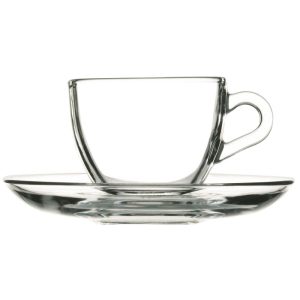 PASABAHCE basic TAZZINA CAFFÈ in vetro con piattino 9cl - 6pz