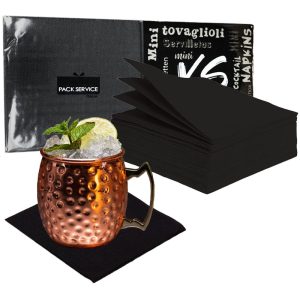 PACK SERVICE mini tovaglioli neri goffrati in carta 20 x 20cm - 3200pz