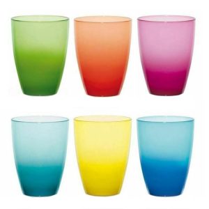CERVE FONTE Bicchiere in vetro colori assortiti 310cc - 6pz