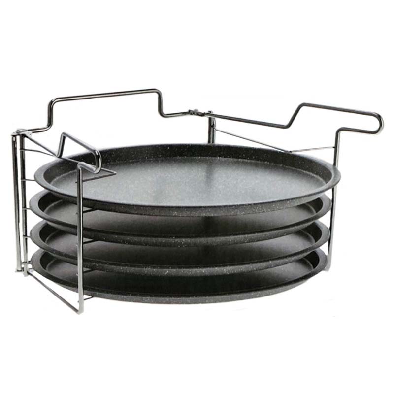 Cooking Line SET 4 TEGLIE PIZZA con supporto da forno in acciaio - Il Mio  Store