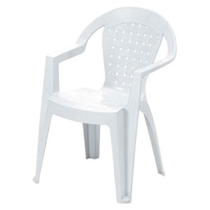 MD NORMA Sedia in resina simil Rattan con braccioli - Bianco