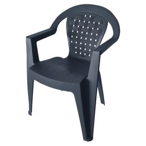 MD NORMA Sedia in resina simil Rattan con braccioli - Antracite