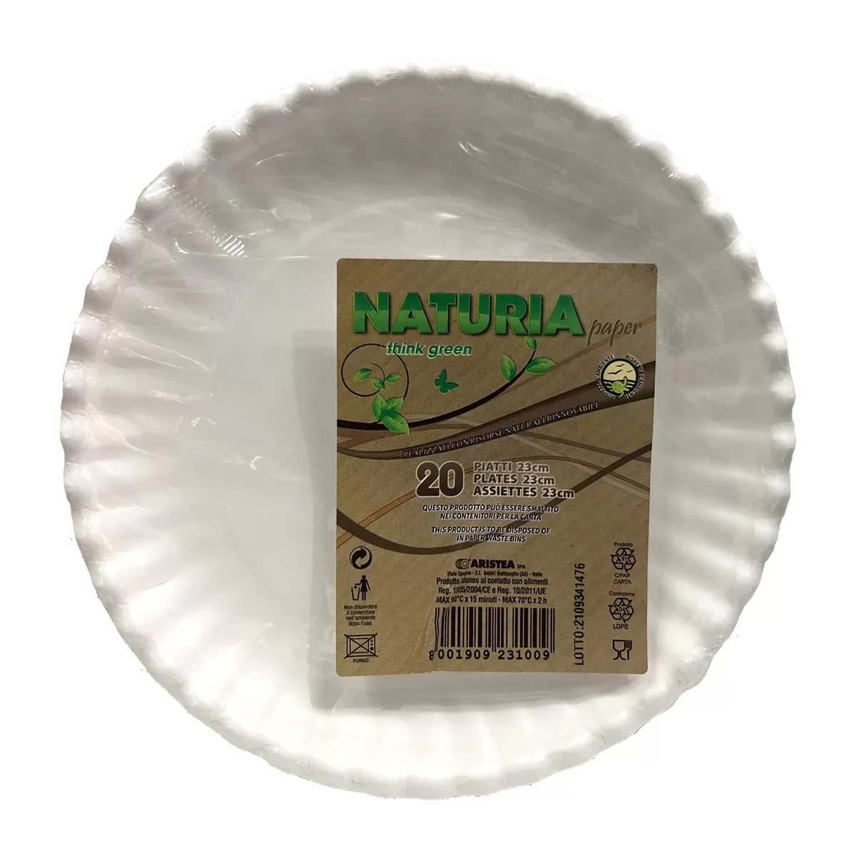 Aristea Naturia 20 Piatti di carta Bio smerlati bianchi 23cm - Il Mio Store