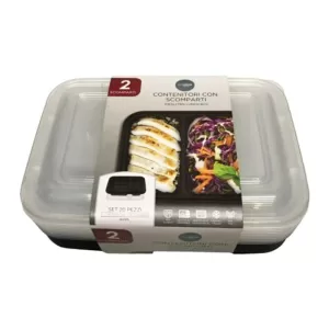 LOVE HOME DESIGN Contenitore 2 scomparti per asporto alimenti con coperchio 900ml - set 20pz