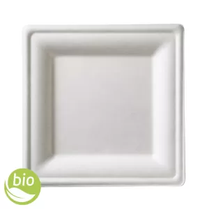 LEONE CUORE VERDE Piatto quadrato in polpa di cellulosa biodegradabile 26 x 26cm - 50pz