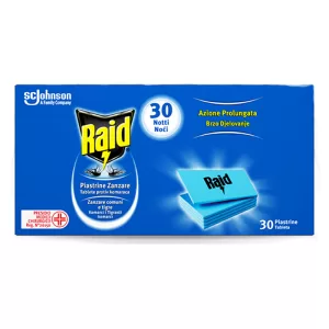 RAID Piastrina Antizanzare inodore Insetticida contro zanzare comuni e tigre 30pz