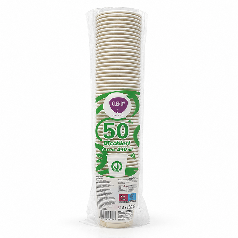 CLENDY Bicchieri di carta biodegradabili monouso 240cc – 1000pz - immagine 3