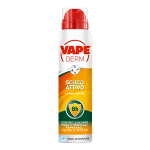 VAPE DERM Spray Scudo Attivo antipuntura zanzare comuni, tigre, tropicali, tafani e zecche 100ml