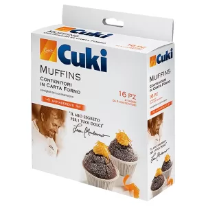 Cuoce CUKI MUFFINS Contenitori in carta forno Antiaderente con vassoio - 16 pz