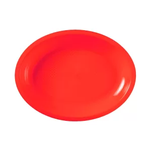 CLENDY Vassoio ovale riutilizzabile in plastica riciclata - Rosso - 36pz