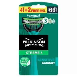 WILKINSON Sword Xtreme 3 Sensitive Comfort Rasoio Usa e Getta Flexible con Aloe -60 pz