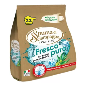 Spuma di Sciampagna LAVATRICE DETERSIVO IN POLVERE Fresco Puro per tessuti sempre freschi 990g - 8 pz