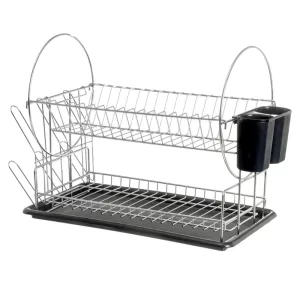 CASASELECCION Scolapiatti da appoggio nero 50 x 24 x 33 cm