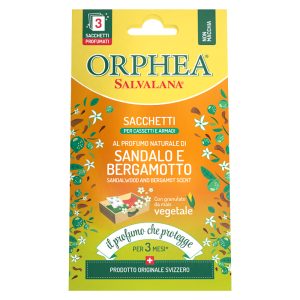ORPHEA Salvalana Sacchetti per cassetti e armadi Sandalo e Bergamotto - 3 pz