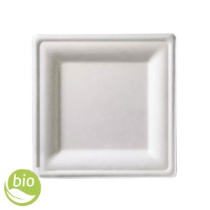 BIO Piatti piani quadrati in polpa di cellulosa biodegradabile 16 x 16 cm – 50pz