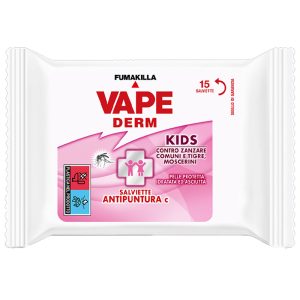 VAPE DERM KIDS SALVIETTE ANTIPUNTURA c contro zanzare comuni e tigre – 15 pz