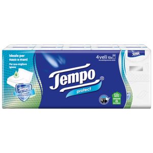 180 Pacchetti Fazzoletti TEMPO Protect con agente antibatterico e aloe vera 4 veli