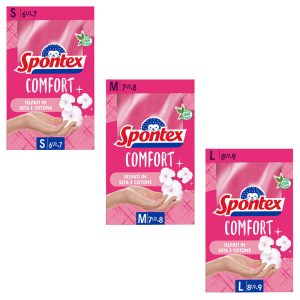 SPONTEX COMFORT Guanti in lattice felpati in seta e cotone - 12 paia