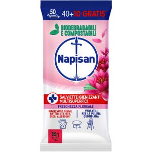 NAPISAN FRESCHEZZA FLOREALE Salviette disinfettanti biodegradabili per superfici - 400pz